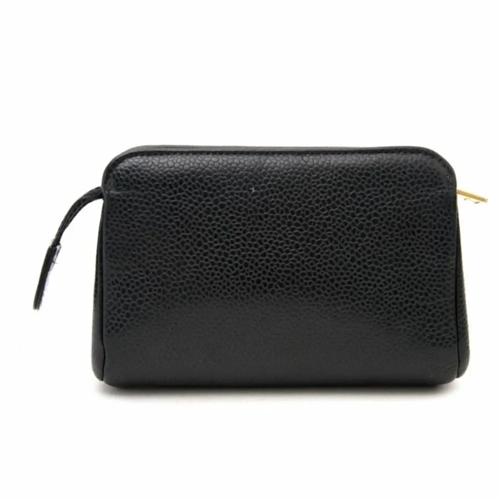 100% Authentic Chanel Black Caviar Leather Pouche